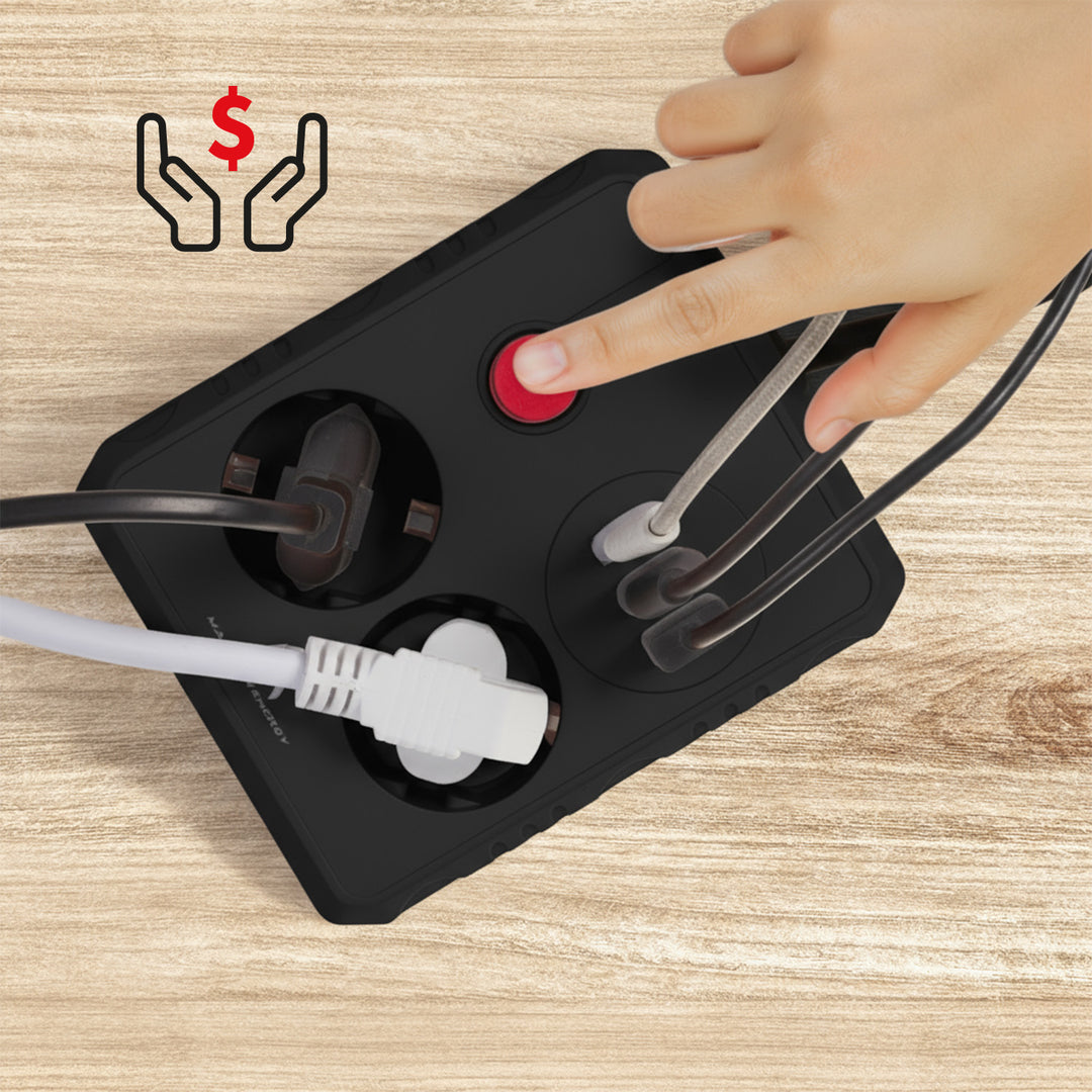 Maclean power strip, cablu prelungitor 2 prize + 3xUSB, 110-240V AC 50/60Hz, 2.1A max 2500W, 3 m, negru, MCE388 B