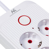 Furtun de alimentare Maclean, cablu prelungitor cu 6 prize + 4xUSB, 110-240V AC 50/60Hz, 2.1A max 2500W, 1.5 m, alb, MCE389 W