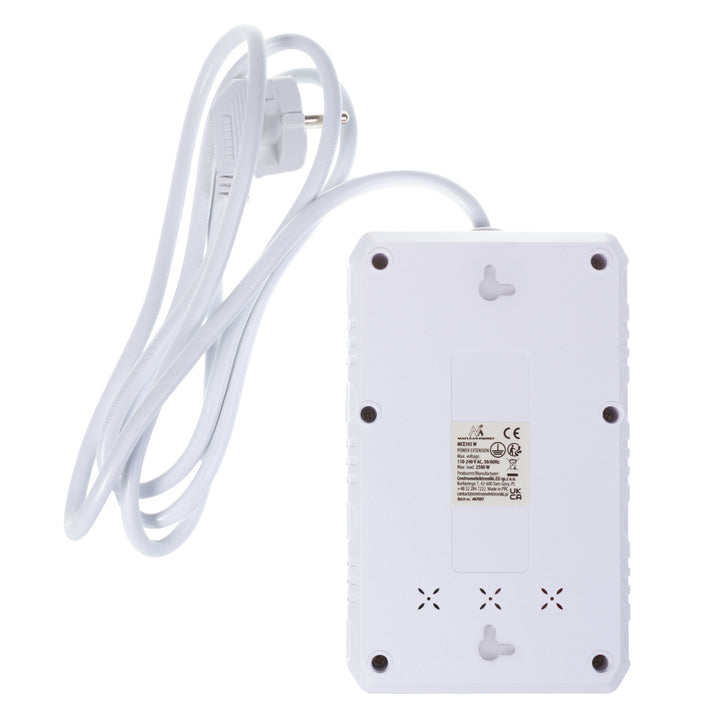 Furtun de alimentare Maclean, cablu prelungitor cu 4 prize + 3xUSB, 110-240V AC 50/60Hz, 2.1A max 2500W, 1.5m, alb, MCE392 W