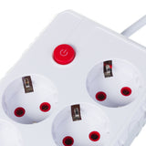 Furtun de alimentare Maclean, cablu prelungitor cu 4 prize + 3xUSB, 110-240V AC 50/60Hz, 2.1A max 2500W, 3m, alb, MCE393 W