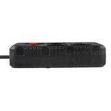Furtun de alimentare Maclean, cablu prelungitor cu 4 prize + 3xUSB, 110-240V AC 50/60Hz, 2.1A max 2500W, 3m, negru, MCE393 B