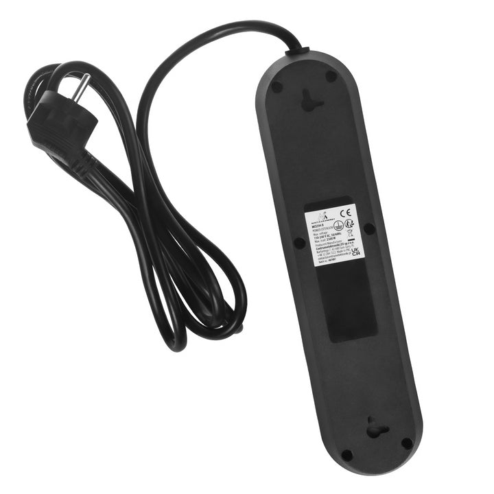 Furtun de alimentare Maclean, cablu prelungitor cu 3 prize + 3xUSB, 110-240V AC 50/60Hz, 2.1A max 2500W, 1.5m, negru, MCE394 B