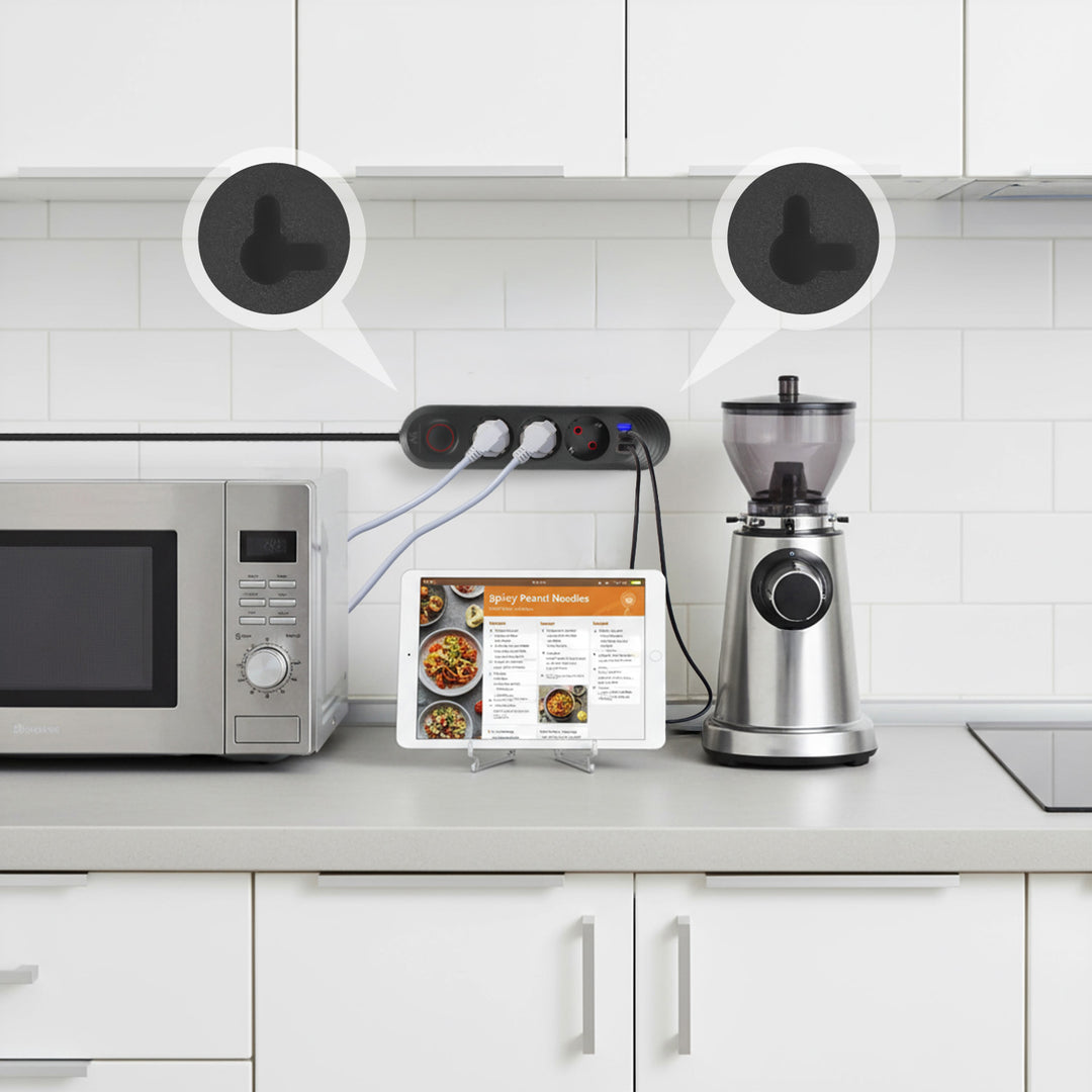 Furtun de alimentare Maclean, cablu prelungitor cu 3 prize + 3xUSB, 110-240V AC 50/60Hz, 2.1A max 2500W, 1.5m, negru, MCE394 B