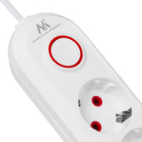 Bandă de alimentare Maclean, cablu prelungitor cu 5 prize + 3xUSB, 110-240V AC 50/60Hz, 2.1A max 2500W, 1.5m, alb, MCE395 W