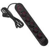 Bandă de alimentare Maclean, cablu prelungitor cu 5 prize + 3xUSB, 110-240V AC 50/60Hz, 2.1A max 2500W, 1.5m, negru, MCE395 B