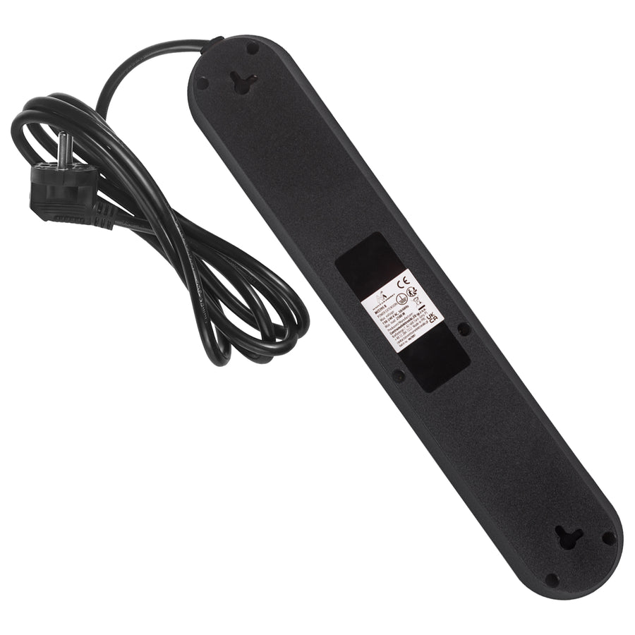 Bandă de alimentare Maclean, cablu prelungitor cu 5 prize + 3xUSB, 110-240V AC 50/60Hz, 2.1A max 2500W, 1.5m, negru, MCE395 B
