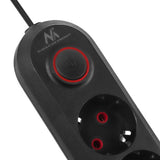Bandă de alimentare Maclean, cablu prelungitor cu 5 prize + 3xUSB, 110-240V AC 50/60Hz, 2.1A max 2500W, 1.5m, negru, MCE395 B
