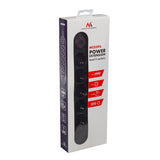 Bandă de alimentare Maclean, cablu prelungitor cu 5 prize + 3xUSB, 110-240V AC 50/60Hz, 2.1A max 2500W, 1.5m, negru, MCE395 B