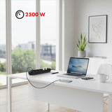 Bandă de alimentare Maclean, cablu prelungitor cu 5 prize + 3xUSB, 110-240V AC 50/60Hz, 2.1A max 2500W, 1.5m, negru, MCE395 B