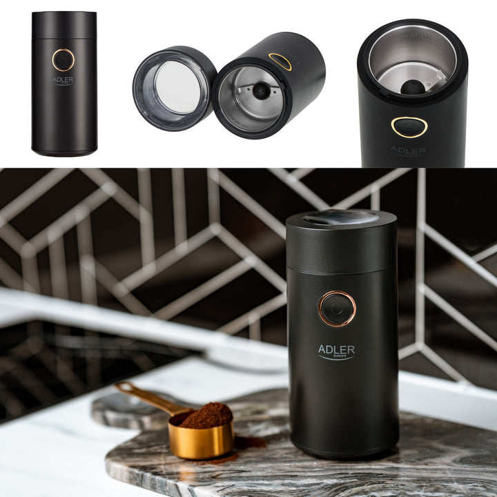 Măcinător electric de cafea Adler, 150W, negru, AD 4446BG