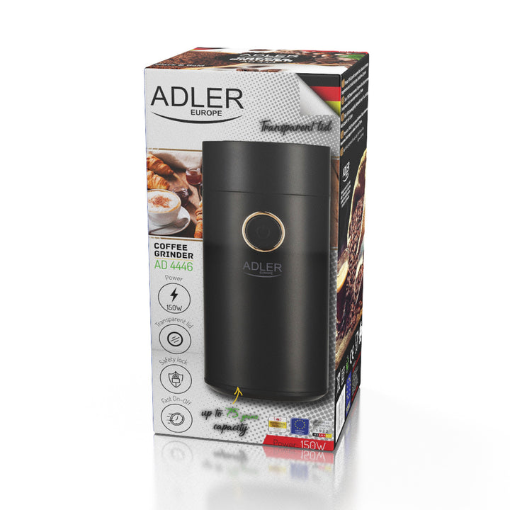 Măcinător electric de cafea Adler, 150W, negru, AD 4446BG