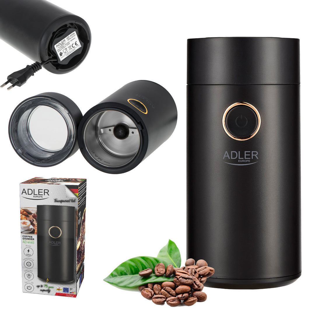 Măcinător electric de cafea Adler, 150W, negru, AD 4446BG