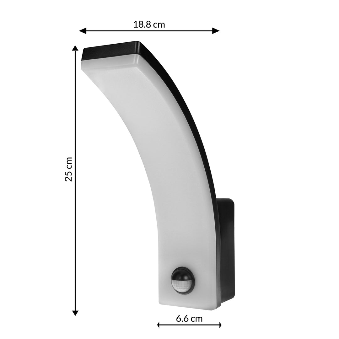 Lampă LED cu senzor de mișcare Maclean, senzor de mișcare PIR, negru, 20W, IP65, 2000lm, alb neutru (4000K) MCE512 B, 2 bucăți
