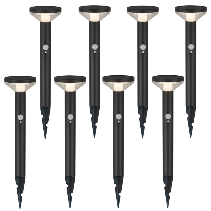 Maclean Solar LED Light, cu senzor, 3 moduri, plug-in, Li-ion 18650, IP44, 3.7V, 1200 mAh, negru, MCE465 B, 8 bucăți