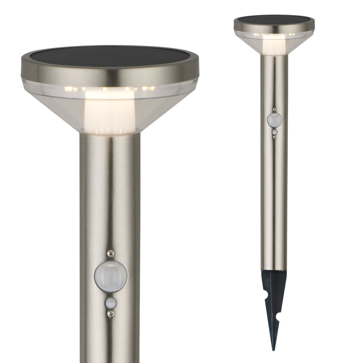Maclean Solar LED Light, cu senzor, 3 moduri, plug-in, Li-ion 18650, IP44, 3.7V, 1200 mAh, crom mat, MCE465 C/M, 8 bucăți