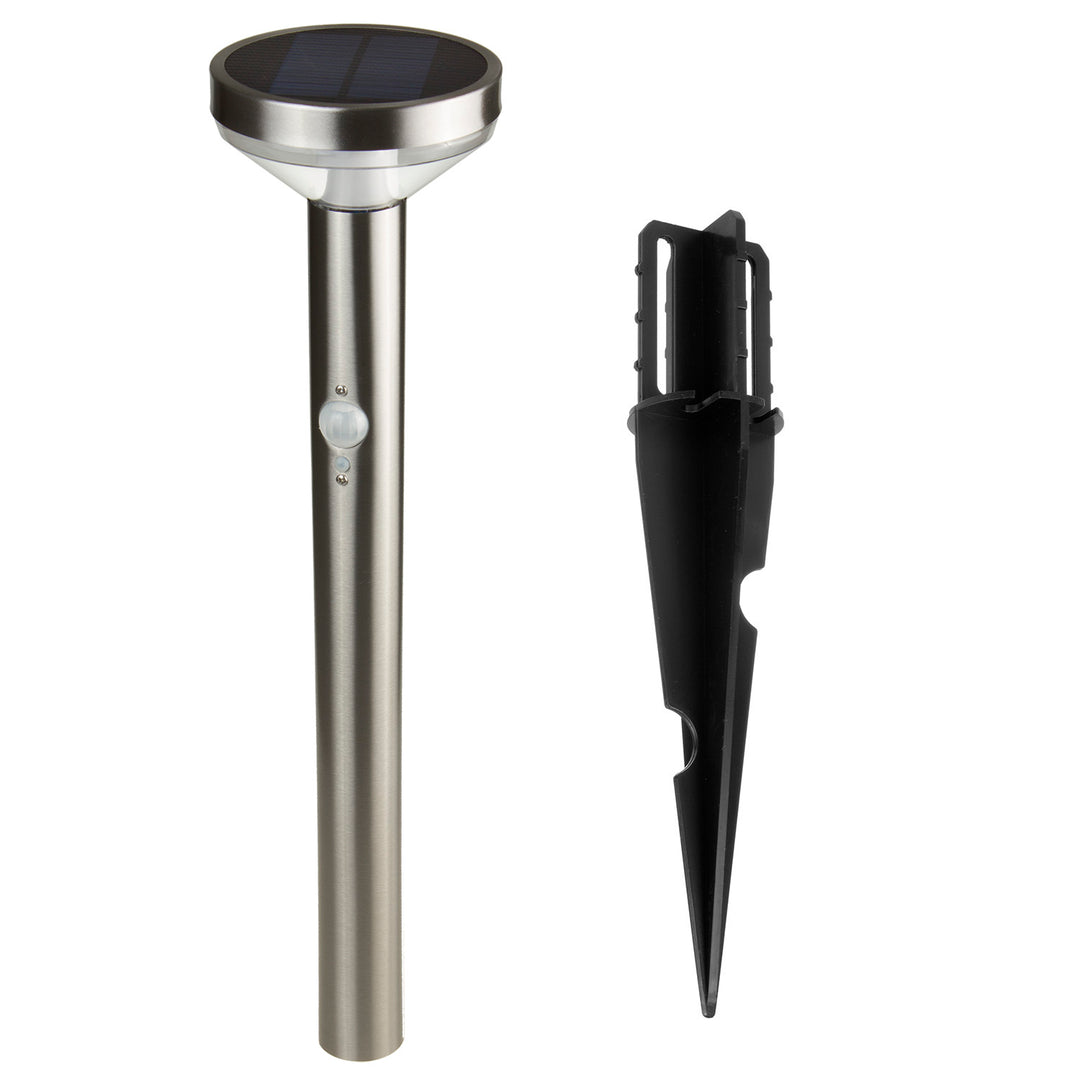 Maclean Solar LED Light, cu senzor, 3 moduri, plug-in, Li-ion 18650, IP44, 3.7V, 1200 mAh, crom mat, MCE465 C/M, 8 bucăți