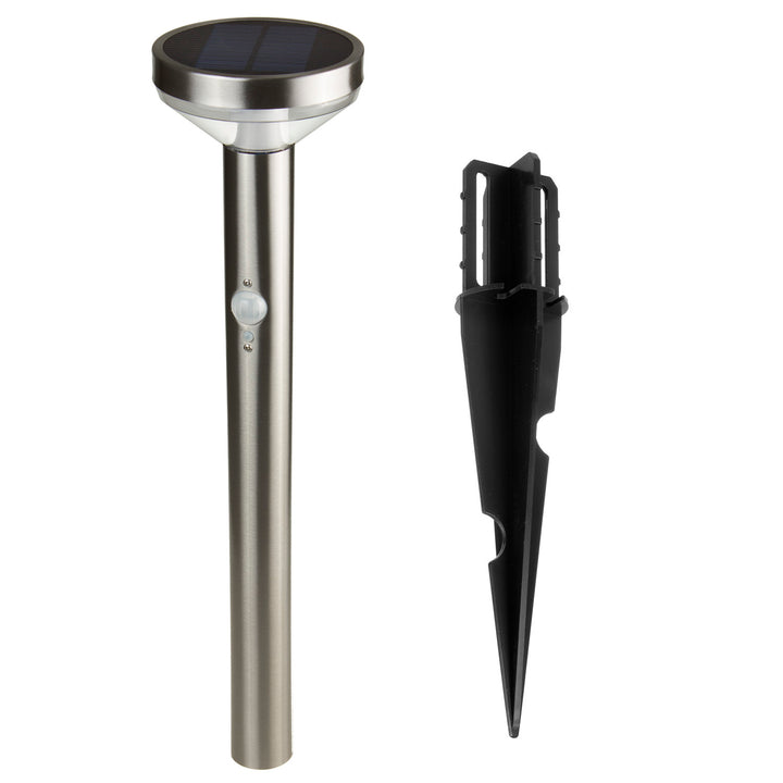 Maclean Solar LED Light, cu senzor, 3 moduri, plug-in, Li-ion 18650, IP44, 3.7V, 1200 mAh, crom mat, MCE465 C/M, 8 bucăți
