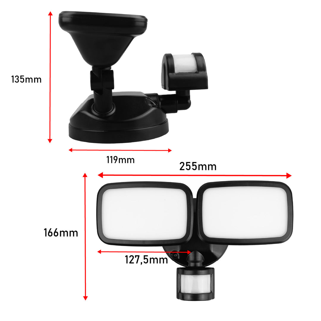 Lampă de perete LED Maclean, cu senzor PIR, 20 W, 1500 lm, IP65, alb neutru 4000 K, negru, MCE524 B