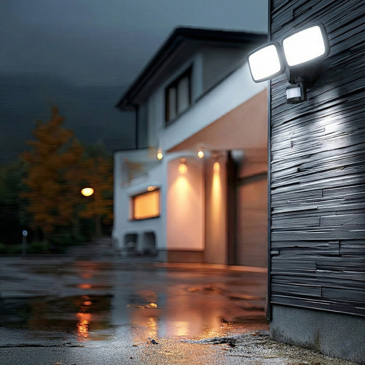 Lampă de perete LED Maclean, cu senzor PIR, 20 W, 1500 lm, IP65, alb neutru 4000 K, negru, MCE524 B