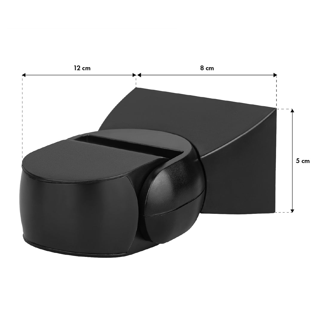 Senzor de mișcare Maclean PIR, infraroșu, IP65, negru cu capac negru, rază de acțiune 12 m, MCE201 B/B