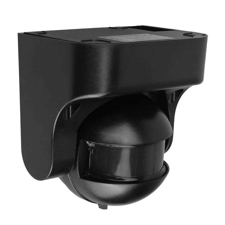 Senzor de mișcare Maclean PIR, infraroșu, IP44, negru cu capac negru, rază de acțiune 12 m, sarcină maximă 300/1200 W, MCE358 B/B