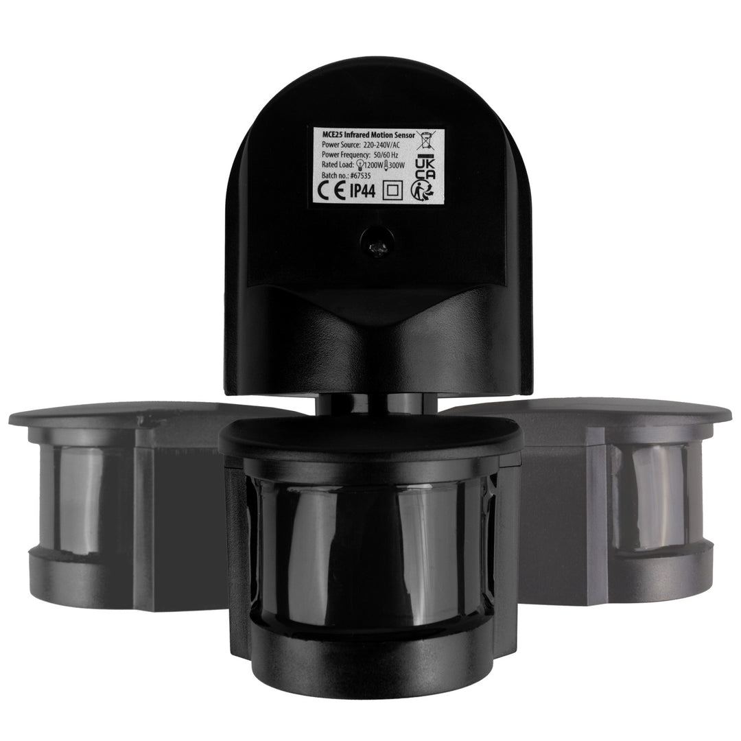 Senzor de mișcare și crepuscular Maclean pentru montare pe perete, 180°, max. 1200 W, negru cu capac negru, MCE25 B/B