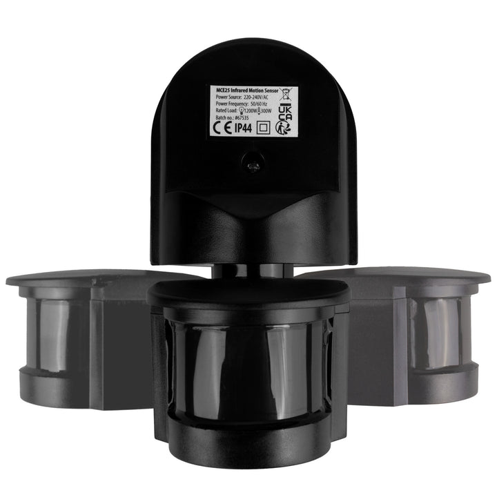 Senzor de mișcare și crepuscular Maclean pentru montare pe perete, 180°, max. 1200 W, negru cu capac negru, MCE25 B/B