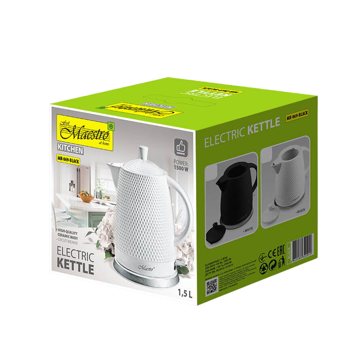 Ceainic ceramic Maestro, capacitate 1,5 litri, 1500W, negru, MR069 UK plug