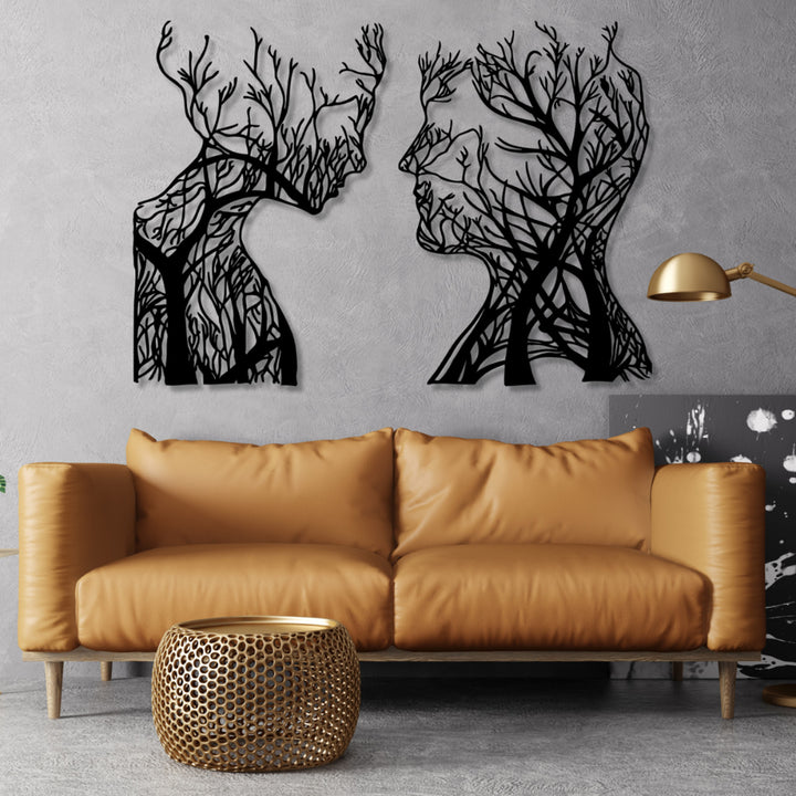 Pictură openwork, decorațiuni de perete 3D, pictură 3D "Capete de copac" 140x100cm Negru