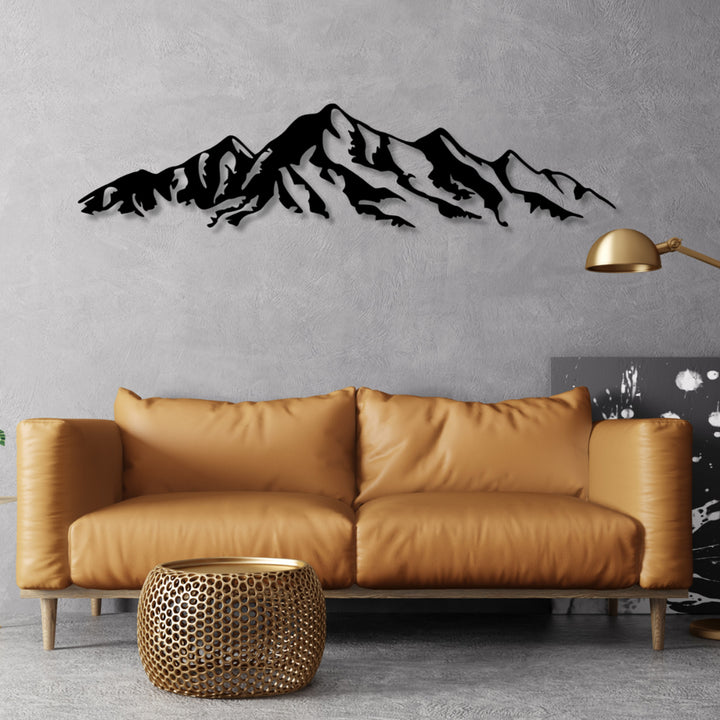 Tablou openwork, decorațiuni de perete 3D, tablou 3D "Munții Alpi" 180x42cm Negru