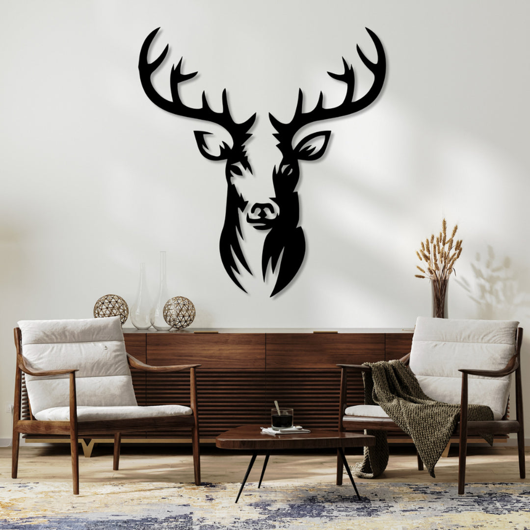 Imagine traforată, decorațiuni de perete 3D, imagine 3D "Deer" 70x65cm negru