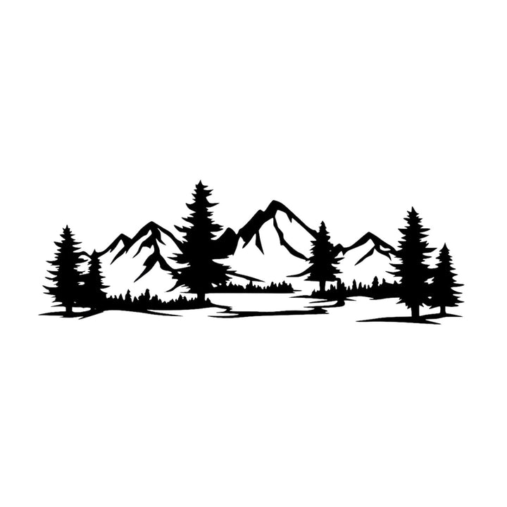 Tablou openwork, decorațiuni de perete 3D, tablou 3D "Munți cu pădure" 80x27cm Negru