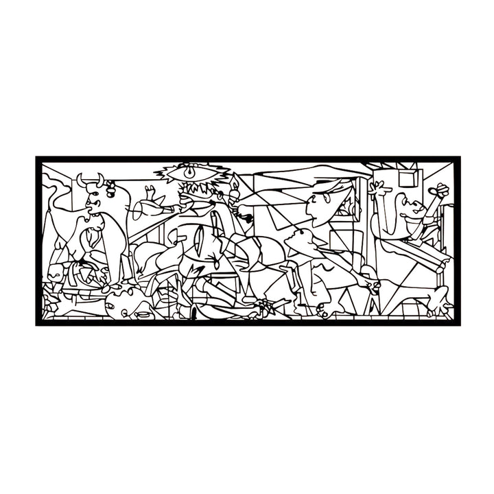 Tablou openwork, decorațiuni de perete 3D, tablou 3D "Guernica de Pablo Picasso" 150x60cm Negru
