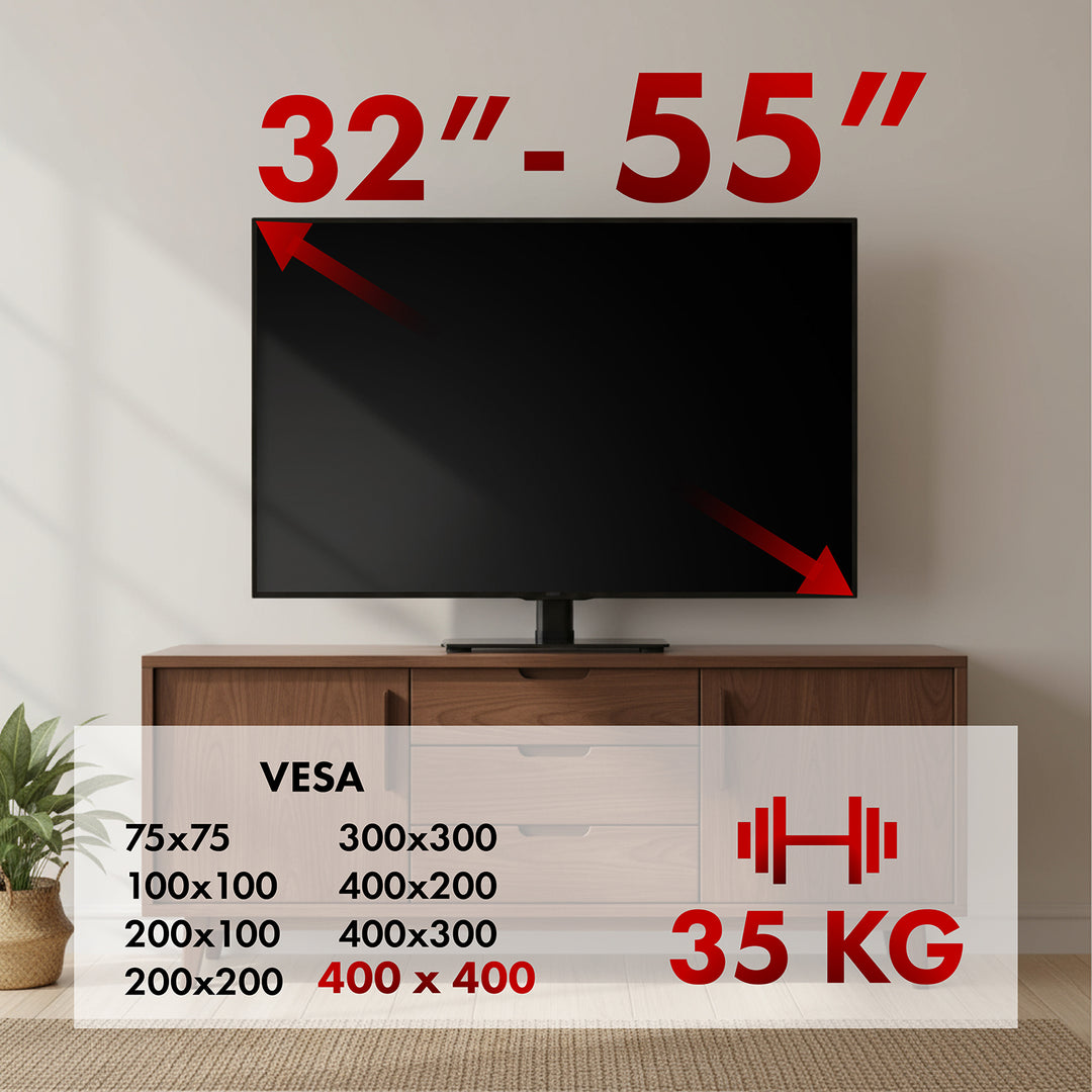 Suport TV universal Maclean, pentru dulap RTV, suport, max. 35 kg, rotație 20 grade, pentru TV 32-55", MC-132