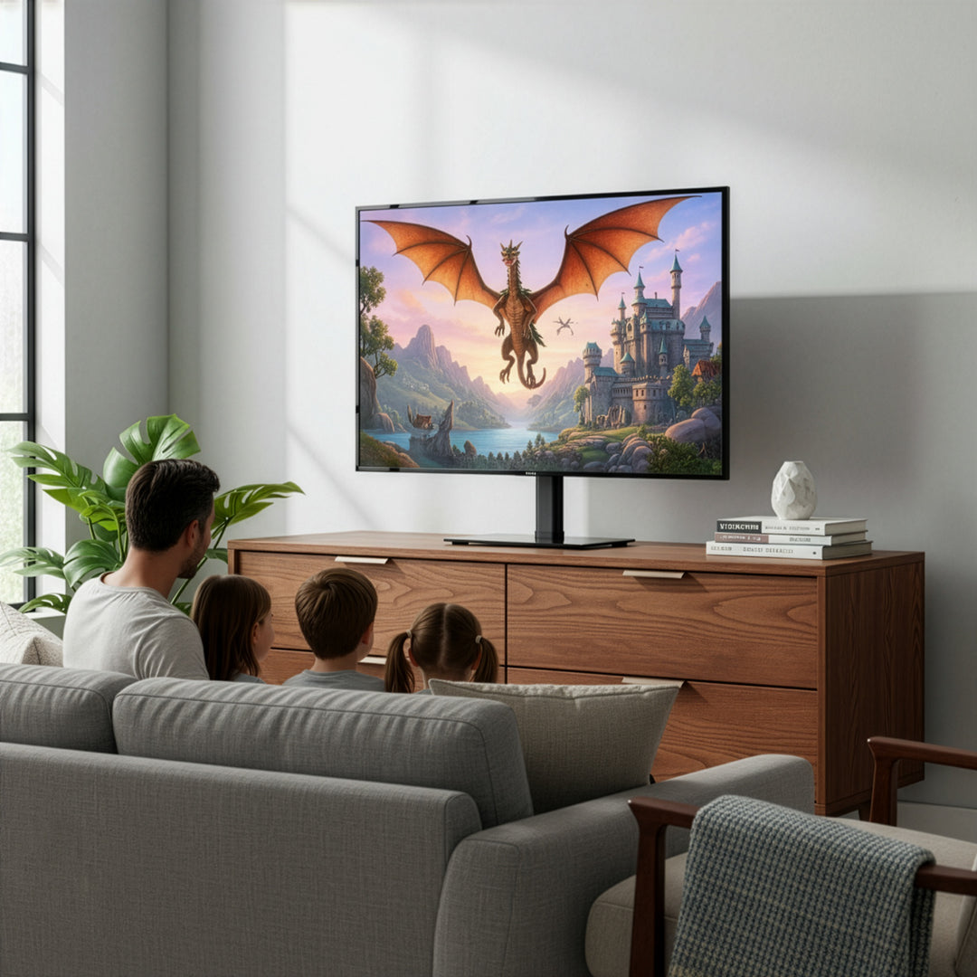 Suport TV universal Maclean, pentru dulap RTV, suport, max. 35 kg, rotație 20 grade, pentru TV 32-55", MC-132