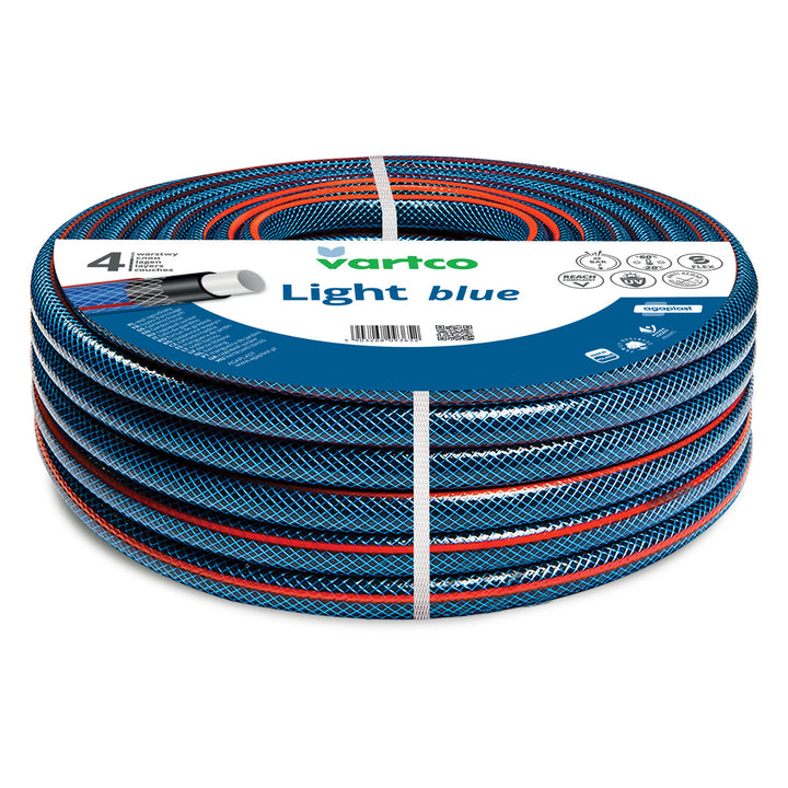 Vartco albastru deschis 3/4" 100m 4 straturi 22 bar furtun de grădină