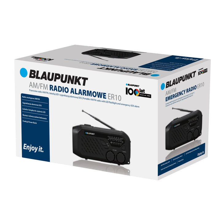 Radio Blaupunkt principal/baterie, lanternă LED, indicație SOS, antenă, ER10