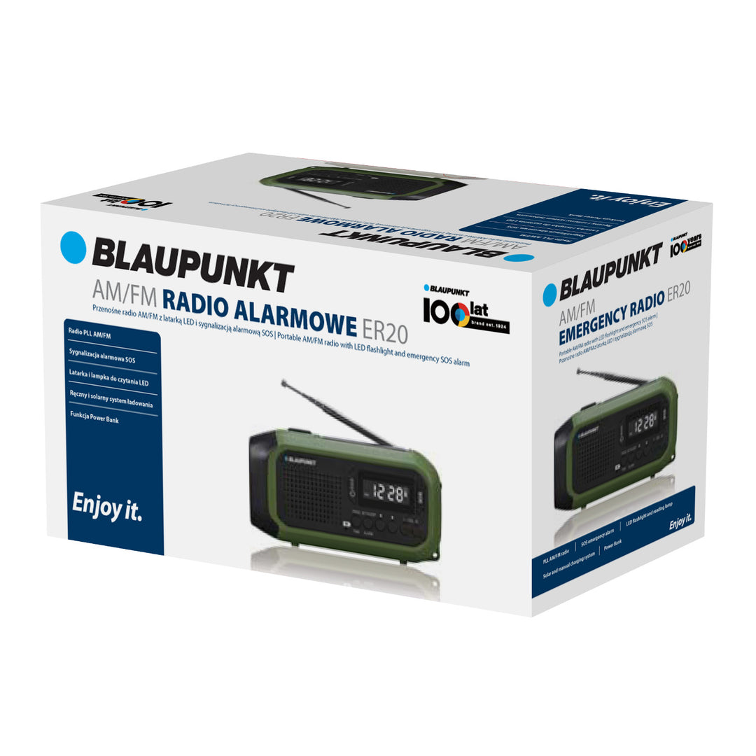 Radio Blaupunkt principal/baterie, lanternă LED, indicație SOS, antenă, ER20