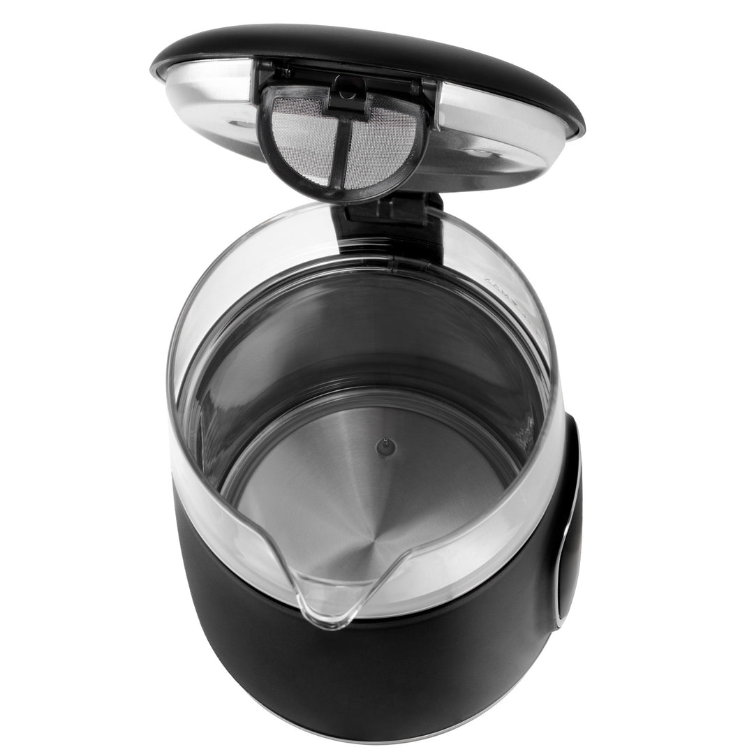 Fierbător electric din sticlă 1.7L Adler, Negru și argintiu, Control temperatură, Afișaj LED, AD 1305 bs