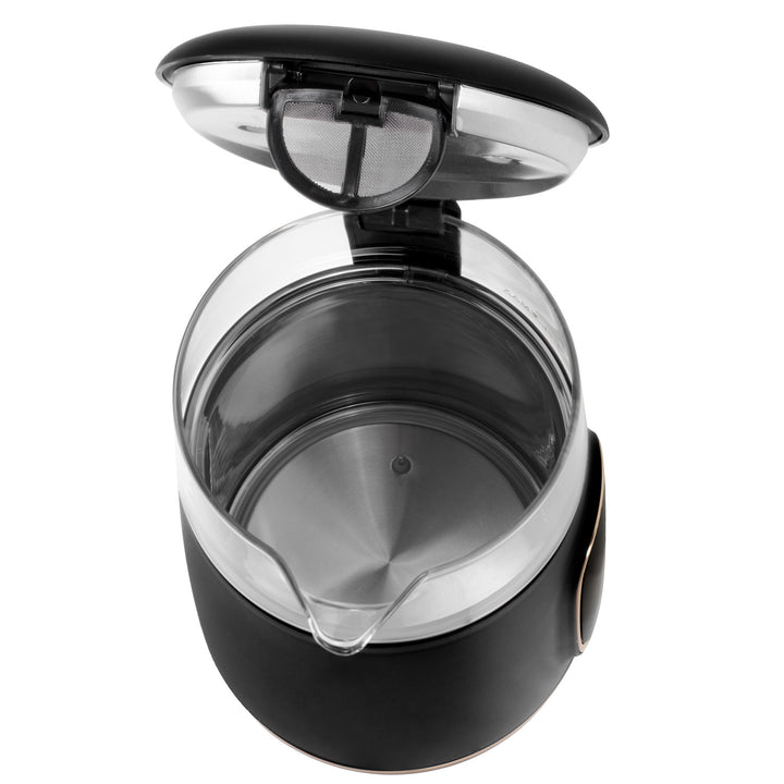 Fierbător electric de sticlă Adler 1.7L, Negru și auriu, Control temperatură, Afișaj LED, AD 1305 bg