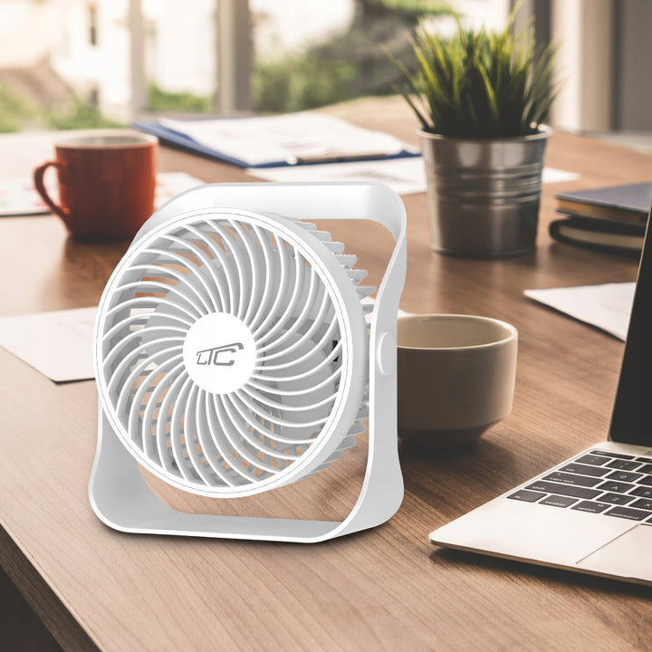 Ventilator de birou wireless LTC, încărcare USB C, 4 niveluri de viteză, baterie 2000 mAh, LXWB16
