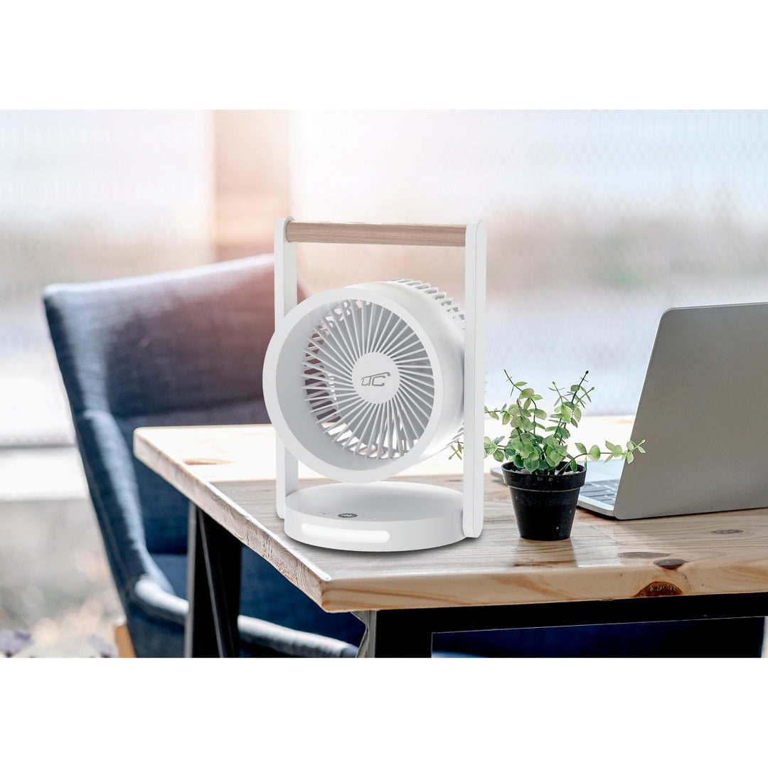 Ventilator de birou wireless LTC, lumină de noapte și afișaj LED, 5 niveluri de viteză, baterie de 3600 mAh, LXWB17