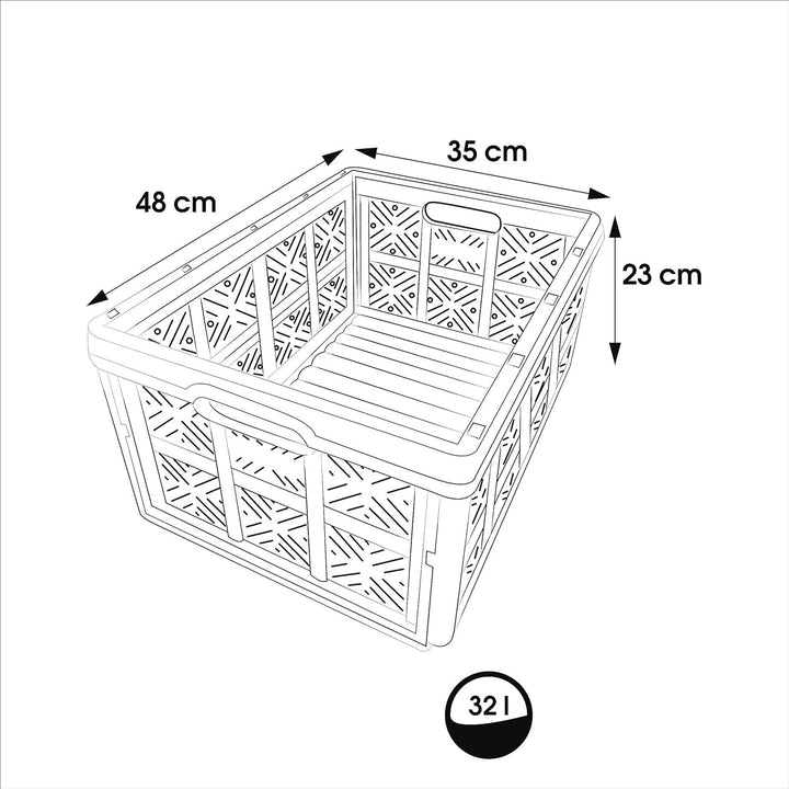 Keeeper coș pliabil din plastic, 32L, gri-negru