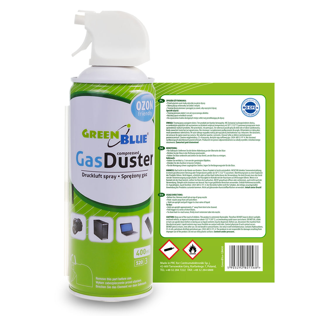 Aer comprimat GreenBlue GB400 400ml atomizor pentru pistol - spray pentru pistol, 9 bucăți