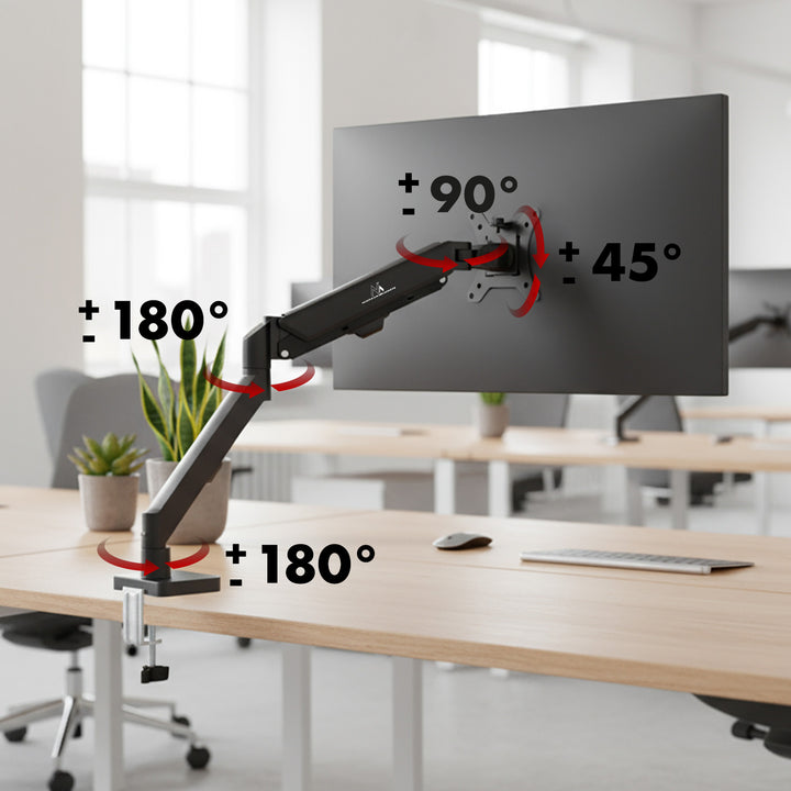 Suport monitor Maclean, arc cu gaz, 17"-32", 2-10kg, negru, MC-133