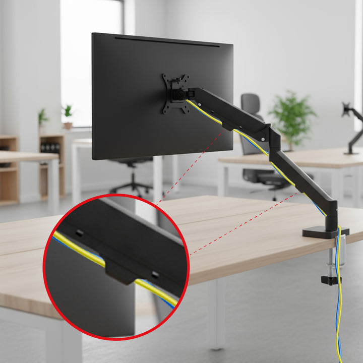 Suport monitor Maclean, arc cu gaz, 17"-32", 2-10kg, negru, MC-133