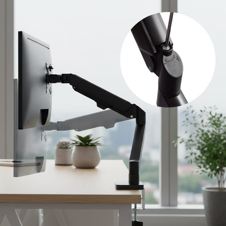 Suport monitor Maclean, arc cu gaz, 17"-32", 2-10kg, negru, MC-133