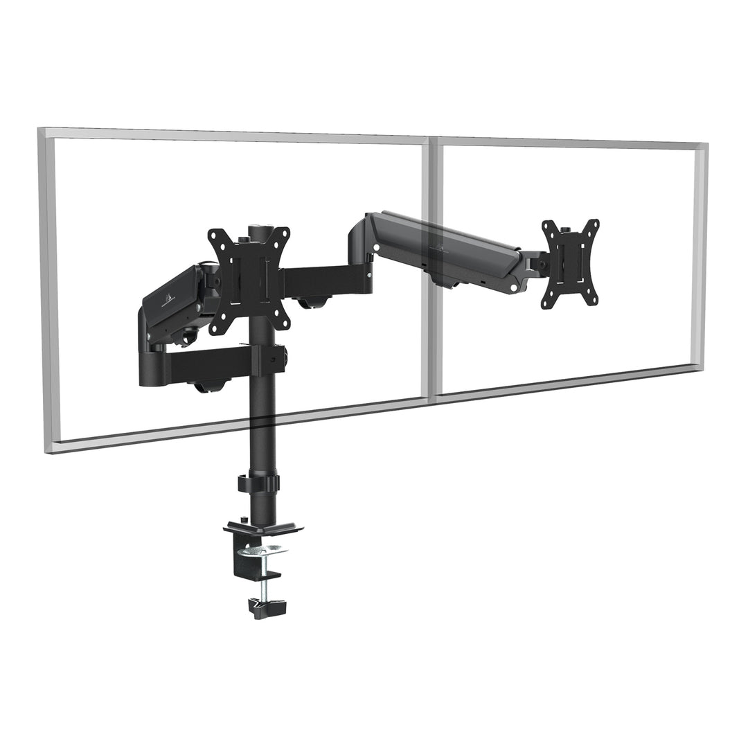 Suport pentru 2 monitoare Maclean, arc cu gaz, 17"-32", 2-10kg, negru, MC-136