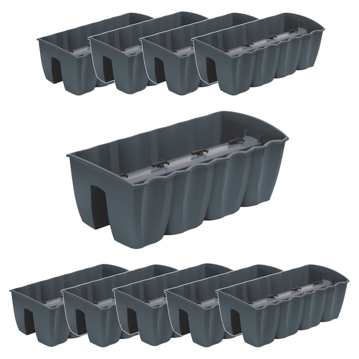 Ghiveci balustradă DCRO600 - Antracit, capacitate 18L, 10 bucăți