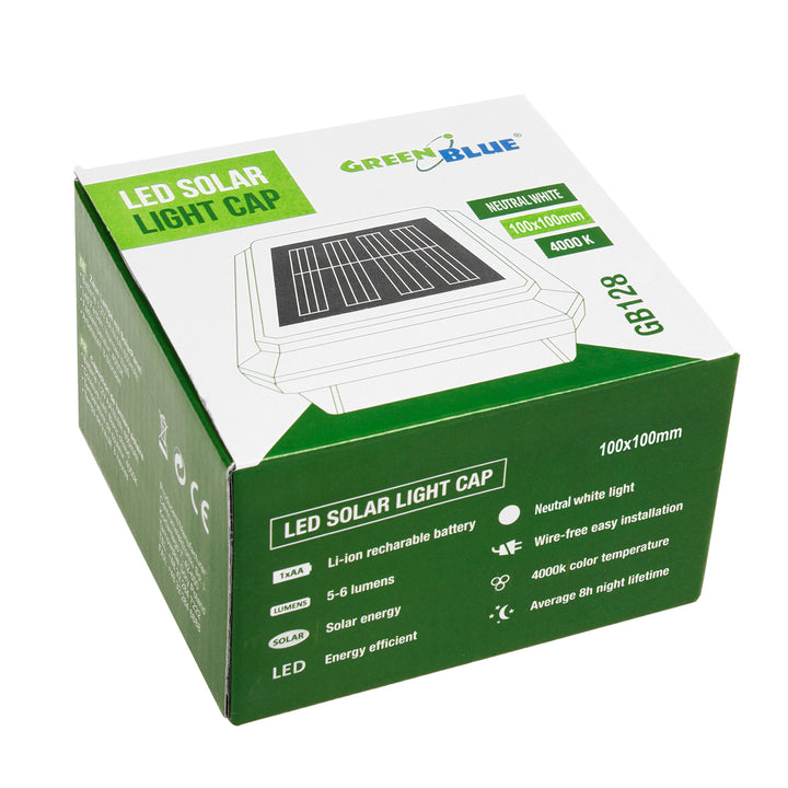 GreenBlue Solar LED stâlp de lumină, 100x100mm, copertină plic, GB128, 4 bucăți